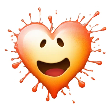 splattered paint heart glowing red-orange warmth sticker