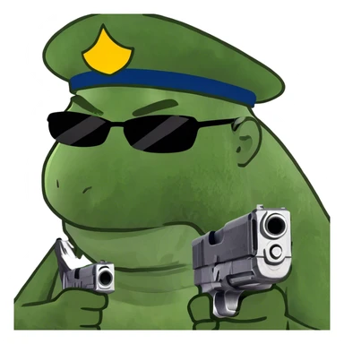 A man holding agun sticker