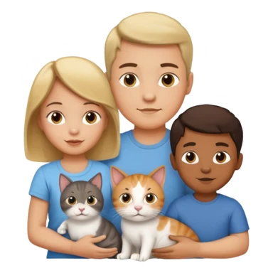 Un bebé Un niño de 10 años y papá y mamá tambien un gato y un perro todos son parte de la familia sticker