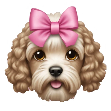 Cockapoo with pink bow with a girl sticker