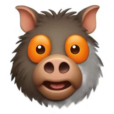 brown boar with two orange lines in face sticker
