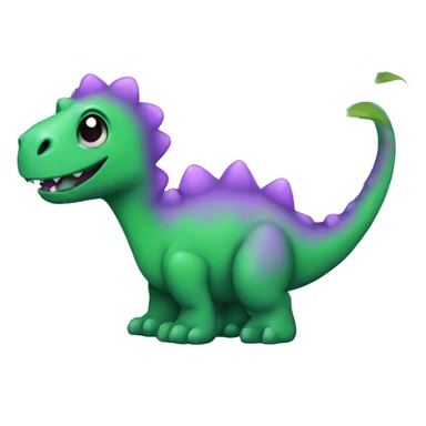 Green dino with violet (flower) sticker