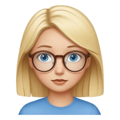 blonde girl with blue eyes and brown round glasses  sticker