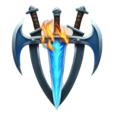 crossed swords with a blue flame in the back sticker