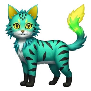 Green-Yellow Electrike-Lucretia-Luxray-Sprigatito-Bobcat-Amaura-Aurorus-Shiny-glorp-cat-fusion (full body) sticker