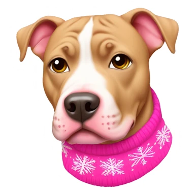 Tan pitbull wearing pink Christmas sweater sticker