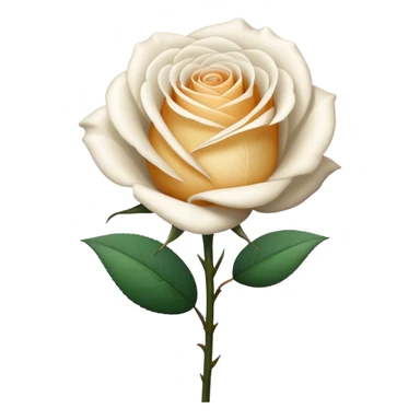 single Bi-Colored Tea White Rose Rose, straight stem sticker