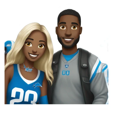 Young Black couple at Detroit lions game sticker