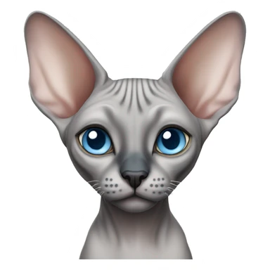 grey sphynx cat with light blue eyes and black nose sticker