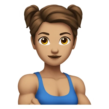 Strong muscle girl brown hair flexing blue sticker