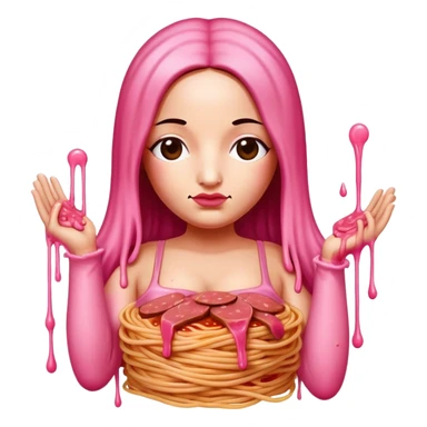  SPAM meat melted pink dripping sauce spaghetti dress monalisa portrait sticker