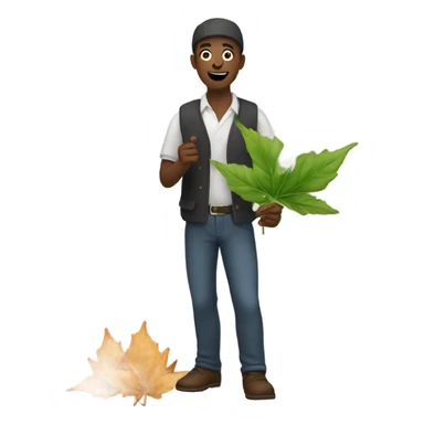 Man holding rolled leaves smoke emitting from it sticker