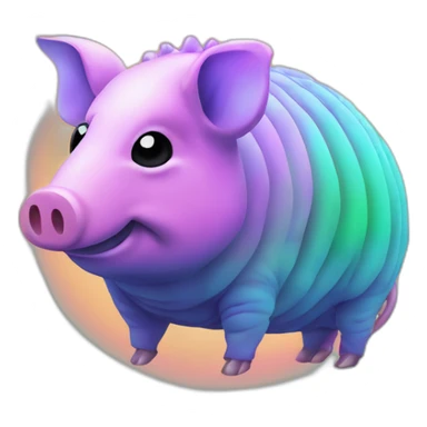 Vaporwave spotted cyan purple green orange gradient pig armadillo cow centipede insect sticker