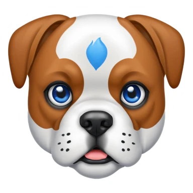 Pure White boxer dog with blue left eye sticker