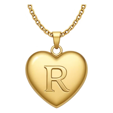 Gold necklace with letter r pendant and heart sticker