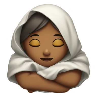 girl sitting with a blanket in her shoulders closing her eyes sticker