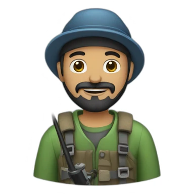 Guy, black beard fishing sticker