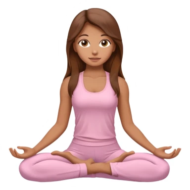 yoga girl with long brown hair light brown eyes in light pink outfit sticker