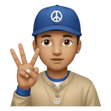 Hiphopper with baseball cap doing a peace sign with his fingers sticker
