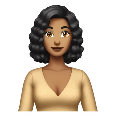Tanned woman with black hair dressed in 1970s hair, makeup, and attire  sticker