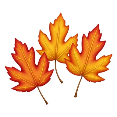 3 autumn leaves, horizontally, blowing in the wind, to the left, white background sticker