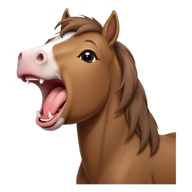 Cinematic Cute Yawning Brown Welsh Pony Portrait Emoji, Head tilted slightly with a dramatic, wide-open yawn, showcasing a sturdy, brown-colored form with softly drooping ears and sleepy, half-closed eyes, Simplified yet irresistibly adorable features, highly detailed, glowing with a soft, cozy earthy glow, high shine, relaxed yet expressive, stylized with a dash of rustic charm, soft glowing outline, capturing the essence of a drowsy yet affectionate brown Welsh pony that appears ready to stretch and yawn its way off the screen! sticker