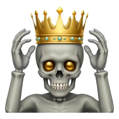 Skull with hands on head and a crown sticker
