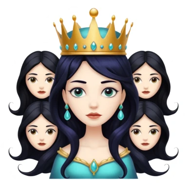 beautiful queen hydra sea witch with seven heads and a crown on the main head sticker