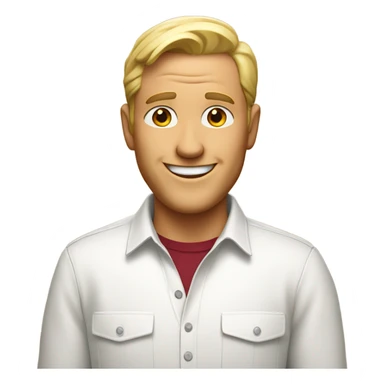 face of a white bold man who smiles. You can see a part of the wine-color shirt he is wear sticker