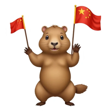 Capybara juggling chinese flag sticker