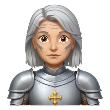elderly tattooed knight, tattooed shoulder, long hair, female sticker