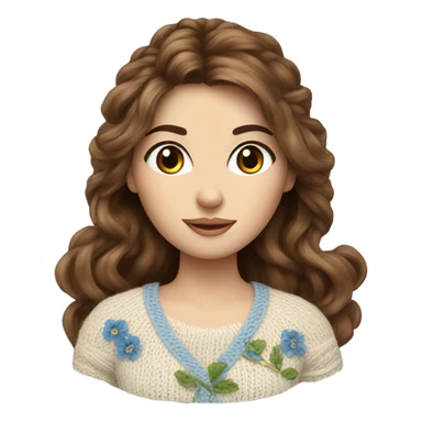 beautiful finnish brown hair woman with blue eyes knitting floral  sticker
