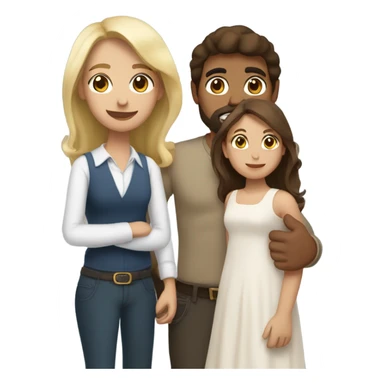 Puerto rican beard short brown hair  husband with blond long hair wife and brown long hair daughter Family  sticker