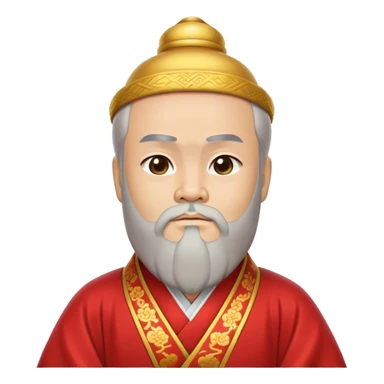 Cinematic Realistic Confucius Portrait Emoji, depicted as a wise ancient philosopher in traditional robes with a serene, contemplative expression, rendered with soft timeless textures and harmonious natural lighting that captures his enduring wisdom. sticker