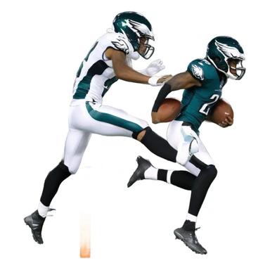 Jayden Daniels hurdling an eagles player sticker