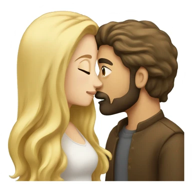 Brunette guy with beard kissing blond girl with long hair sticker