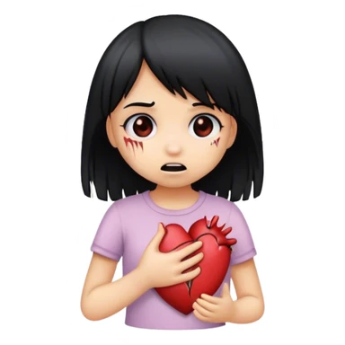 A little emo girl ripping out her own heart sticker