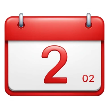 calendar with number 2 red top sticker
