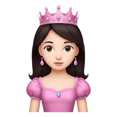 chica vestida de princesa con vestido rosa , piel blanca , pelo oscuro sticker