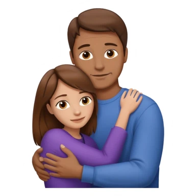 Hug; woman, brown hair, 25 years old; man, 50 years old sticker