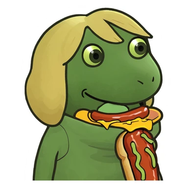 Blonde kid in a hotdog costume  sticker