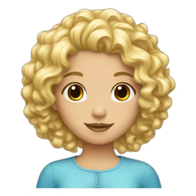 Girl with blond curly hear and blue ices sticker