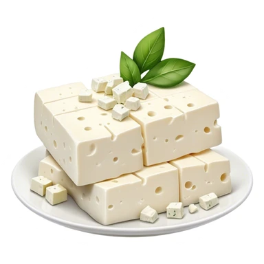 Feta Cheese Cinematic Realistic Feta Cheese Dish Emoji, depicted as slices of tangy, creamy feta cheese served on a plate, rendered with crisp textures and soft, natural lighting. sticker