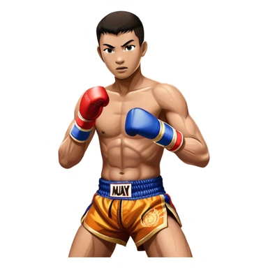 Muay Thai traditional – Cinematic Realistic Traditional Muay Thai Fighter, depicted in authentic Muay Thai attire with arm bands and shorts, poised in a dynamic fighting stance in a traditional Thai stadium, rendered with vivid textures and dramatic, high-contrast lighting that accentuates the art’s intensity. sticker