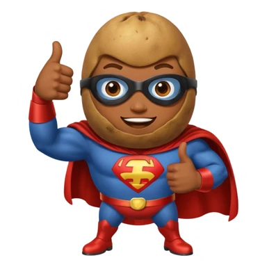 a superhero potato doing thumbs up sticker