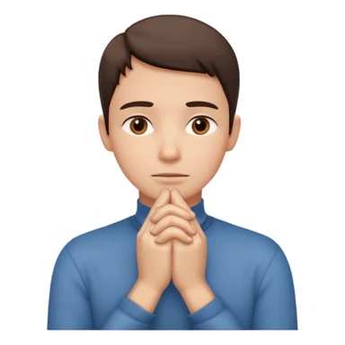 hands clasped together under chin thinking sticker