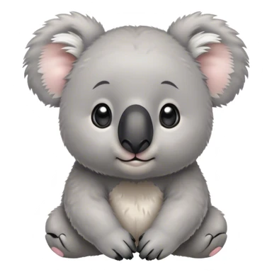 Cinematic Cute Koala Portrait Emoji, Head tilted playfully and inquisitively, featuring a fluffy grey fur with perky, rounded ears and a charming black nose, round, sparkling eyes filled with gentle curiosity, Simplified yet irresistibly adorable features, highly detailed, glowing with a warm, friendly glow, high shine, affectionate and cuddly, stylized with a touch of eucalyptus whimsy, bright and endearing, soft glowing outline, capturing the essence of a mischievous yet loving koala, so playful it feels like it could snuggle out of the screen into your arms! sticker