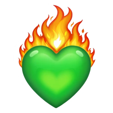 Take the classic "heart on fire" emoji but make it a green heart. sticker