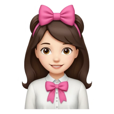 Brunette girl cute smile with bows in her hair pretty normal strip withe blouse till middle hip  sticker