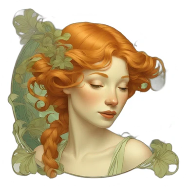 Ginger woman alphonse mucha sticker